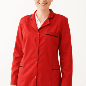 Ženski radni mantil crvene boje