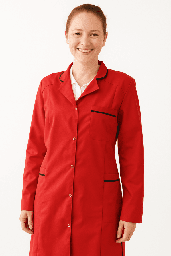 Ženski radni mantil crvene boje